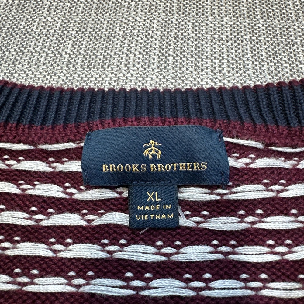 Brooks Brothers Burgundy Birdseye Men Sweater XL Crewneck Preppy Business Casual - Picture 2 of 8